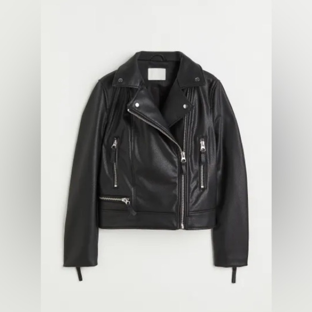 H&M Black Faux Leather Biker Jacket